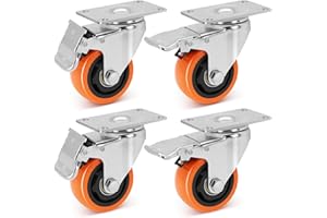 W B D WEIBIDA Roulettes Pivotantes 75mm avec 4 Frein, Jusqu'à 450KG Roulette Charge Lourde avec Double Blocage, Polyéthylène Roulettes pour Tous Les Sols, Meuble, Étagères, Coffres à Jouets, lot de 4
