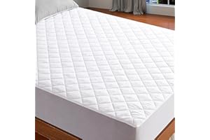 Sunshine Comforts Microfiber Mattress Protector Double Quilted-Non-Allergenic, Breathable & Extra Deep Double Mattress Protector Non-Noisy Washable Double Bed Mattress Protectors (135 x 190 cm)