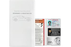 Augeny Car Registration and Insurance Holder, Essential Auto Card Document Glove Box Organizer with Closure, Premium Vehicle Interior Accessories Perfect for Most Cars(Large Car,White)
