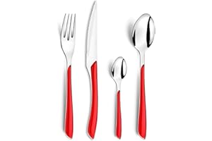 Amefa Eclat Zestaw Sztućców, Czerwony/Srebrny, 24 Elementy