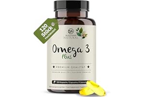 ‎SURPRESA NATURAL Surpresa Natural Omega 3 Kapseln hochdosiert I 1x 120 Kapseln I 1000mg Fischöl pro Kapsel I 500mg EPA & 250mg DHA pro Kapsel I Essentielle Fettsäuren I vegan & laborgeprüft