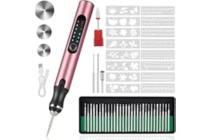 TUBINOONE Engraving Pen with 37 Bits, USB Rechargeable Cordless Etching Engraving Tool, Portable DIY Rotary Engraver for Jewelry Wood Glass Stone Carving (Rose)