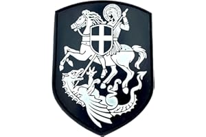 PATCH NATION Toppa per cosplay in PVC, motivo: cavalieri templari, San Giorgio e dragone, in PVC, colore nero che si illumina al buio, colore: nero