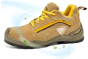 SAFEYEAR Scarpe Antinfortunistiche Uomo & Donna S1P, 7296YN Comode Scarpe da Lavoro Estive & Inverno, Traspirante Pelle, SRC Leggere Suole, S1P Puntale in Acciaio e Piastra in Acciaio