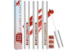 HAOUTDORY 3PCS Delineador de Labios Peel Off Set,Tinte Labial de Larga Duración, Waterproof y Sin Transferencia,Perfilador Labios Alta Pigmentación para Maquillaje Natural (Marrón Claro/Marrón Oscuro/Burdeos)