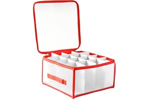 REDSTAR Boîte de Rangement pour Boules de Noël – Peut contenir 32 Boules, séparateurs en Carton, boîte de Rangement pour décorations festives avec Fermeture éclair, Solide Organisateur de Boules de Noël