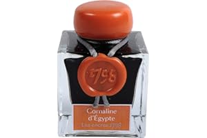 Jacques Herbin - Ref 15556JT - Tusz do piór wiecznych i długopisów kulkowych - Cornaline d'Egiptu/karneol Egiptu - butelka 50 ml - '1798' Jacques Herbin Prestige Collection - pomarańczowy atrament