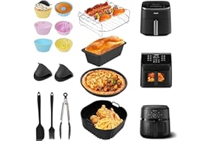 CHICOSY Heißluftfritteuse Zubehör für COSORI Turboblaze 6L/XXL 5,5L/Clear Blaze 6,2L, Airfryer Zubehör für Philips 2000 Serie 6,2L (NA230/00), enthält Silikonform, Grillrost und weitere Zubehörteile