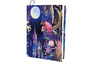 craspire Tissu de Couverture de Livre de Fleur couvertures de Livre Extensible 15,7 x 9,8 Pouces château fée Lune Grand Nylon élastique réutilisable Lavable Protecteur Blocs adapté à 9 x 11 Pouces