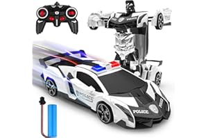 MIERYD Ferngesteuertes Auto, 2 in 1 Transformator Ferngesteuerte Roboter Kinder Auto 360° Drehung RC Polizeiauto mit Batterie, Spielzeug ab 3 4 5 6 7 8 9 Jahre Mädchen Geschenke Spiele Junge Geschenkideen