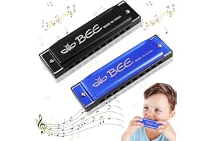 KOIROI 2 Stück Mundharmonika, Mundharmonika für Kinder, 10-Loch diatonische Harmonika, Mundharmonika C-Dur Major Blues Harmonika, Kinder Mundharmonika Spielzeug, für Anfänger (Blau und schwarz)