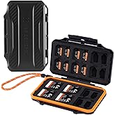 K&amp;F CONCEPT Waterproof SD and Micro SD Card Case | For 12 SD Cards and 24 Micro SD (TF) Hard Case Shockproof Compact with Wat