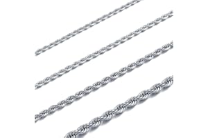 RWQIAN Corde Collier Homme Torsadée Chaîne Argent/Or/Noir Maille Spiga Chaîne en Acier Inoxydable Largeur 2-4mm Femmes Ombilical Collier Longueur 45-60cm