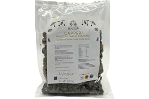 RACILIA Capperi Medi Sotto Sale DOP Isole Eolie - Lavorazione Artigianale Siciliana 100% Italiani - Senza Glutine 250 grammi