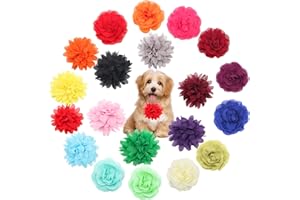 Windspeed 20Pcs Dog Flower Collar Accessory, Multi-Color Pet Flower Collars Soft Chiffon Dog Bow Tie Charms for Puppy Grooming Accessories (2 Sizes)