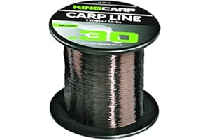 KINGCARP KING CARP - 1200m Bulk Spools of Carp Mono of Extra Strong Monofilament Carp & Specimen Coarse Fishing Line (MURKY BROWN) - Comes in 10, 12, 15 & 20lbs Breaking Strains