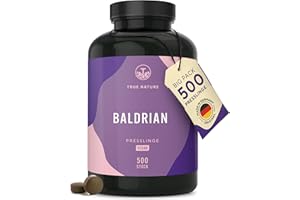 ‎TRUE NATURE Baldrian Presslinge - 500mg Baldrianwurzel hochdosiert - 1000mg pro Tagesdosis (Valeriana officinalis) - 8 Monate Vorrat - Vegan, ohne künstliche Zusätze - Deutsche Produktion - TRUE NATURE