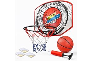 Toyana Wall Mounted Basketball Hoop Set for Kids with Backboard & Mini Basket Ball + Pump + Rim Net, Over the Door Ring, Indoor Bedroom Sports Game Activity Toy Gift Set for Children Ages 3+ Years