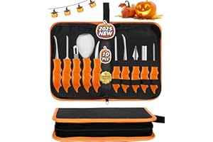 HOCOXW Halloween Kürbis Schnitzset 10 Stück, Professionelles Stabiles Edelstahl Kürbis Schnitzwerkzeug, Pumpkin Carving Tools Set für Halloween DIY Handwerk für Kinder und Erwachsene