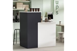 Caldion Comptoir d'accueil avec Espace de Rangement à la Réception,Comptoir de réception, Meuble de réception, 1 Tiroir et Armoires verrouillables à la réception Klinik Salon Lobby,Blanc 121x60x110CM