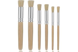 TOYMIS 6 Pinceaux à Pochoir en Bois, Pinceaux à Poils Naturels, pour Peinture Acrylique, Peinture à l'huile, Aquarelle, Fabrication De Cartes, Projet De Bricolage Artisanat (3 Tailles)