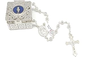 DELL'ARTE Articoli Religiosi, portarosario Argentato Imitazione filigrana con Rosario 6mm imit. filigrana Madonna delle Grazie