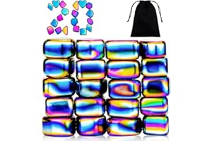 Meetory Rainbow Magnetic Stones, 20PCS Magnets with Velvet Pouch, Irregular Polished Magnetic Whiteboard Magnets, Home Office Kitchen Strong Magnet, Fridge Magnets Magnetic Toys for Kid Adult