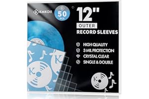 KMKOII 12 Zoll Schallplatten Hüllen Aussenhüllen - 50 Stück LP Schutzhüllen Vinyl Hüllen für Single & Doppel LPs (32.5 x 32.5 cm),Transparent Polypropylen Vinyl Schutzhüllen,12.75" x 12.75" Sleeve