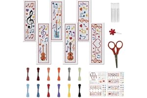 FREEBLOSS Juego de 6 marcadores de punto de cruz con símbolo fonético, marcapáginas, bordado estampado, kit de punto de cruz contado para principiantes y adultos, 22 x 8 cm