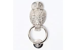 CASA STORE Owl Door Knocker in Solid Brass or Chrome (Chrome)