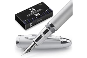 Wordsworth & Black Pluma Estilográfica Majesti (Plata), Estuche De Lujo, Acabado En Oro De 24 Quilates; Cartuchos De Tinta De Punta Media Dorada De 18 Quilates, Convertidor, Pluma De Caligrafía