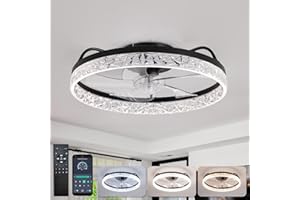 YUNLONG Deckenventilator mit Beleuchtung und Fernbedienung Leise, Moderne Deckenlampe Led mit Ventilator, Sommer Winterbetrieb, Dimmbar, DC Motor, Lampenventilator Decke Leise für Schlafzimmer, Schwarz