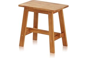 ‎KHG KHG Hocker Sitzhocker Flur Garderobenhocker Holzhocker 29x45x29 cm - Eiche Holz Massiv bis 110 kg belastbar - Pflanzenhocker Landhausstil geölt
