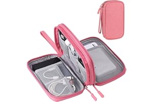 YWKJDDM Elektronische Kabeltasche Wasserdicht - Universal Doppelschicht Reise Elektronik Zubehör für Handy Ladekabel USB Headset Powerbank (Rosa)