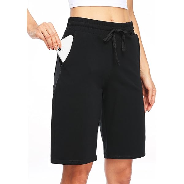 WILLIT Shorts voor dames, linnen, katoen, korte broek, knielang, hoge taille, comfortabele zomershorts met zakken, 25,4 cm, zwart, XS