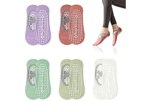 BD-Herego 5 Paia Calzini Antiscivolo Yoga Donna, Calzini Yoga Grip Calzino da Allenamento Impugnature e Cinghie Antiscivolo per Yoga