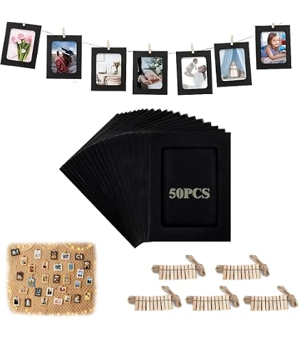 Lot De 10 Cadres Photos En Papier Kraft Avec Corde Et Pinces - 11,5 X 15,5 Cm - Décoration Murale DIY Pour Anniversaire, Mariage, Fête - 8