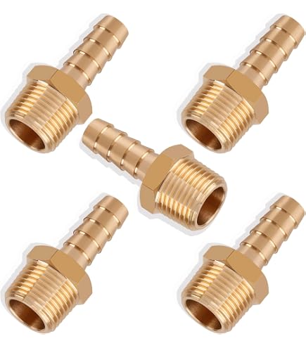 SUNGATOR 6-Pack 3/8" Brass Hose Barb Fittings – 3/8" NPT Male X 3/8" Barb, 300 PSI, Air Compressor Repair Kit