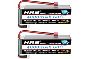 HRB POWER HRB 2pcs 6S 22.2V 4000mAh 60C Batería Lipo con Deans T Plug para RC Helicóptero Avión Coche Barco Barco