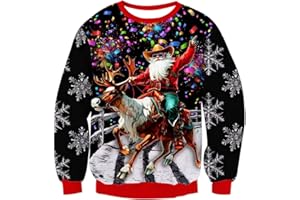 Rave on Friday Weihnachtspullover Neuheit 3D Druck Hässlich Weihnachten Sweatshirts Pullover Jumpers Ugly Christmas Sweater S-XXL