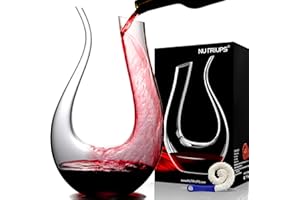 NUTRIUPS Decanter per Vino Decanter a Forma U Decanter in Cristallo Vetro 1.5L Caraffa Vino Rossa Decantatore Design Aeratore per Vino Decanter Vino Rosso per 750ml Soffiato Decanter Set