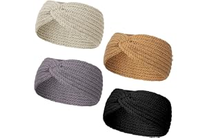 LOPHE Vinterpannband, 4 st stickade öronvärmare pannband, termisk mjuk kabelstickad huvudsjal för kvinnor, varm twist design