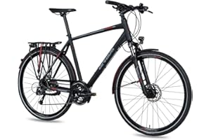 ‎AIRTRACKS Airtracks Herren Trekking Fahrrad 28 Zoll TR.2830 Trekkingrad 24 Gang Shimano ALIVIO RD-M3100 SGS - Schwarz Matt - Rahmenhöhen 52cm 56cm und 60cm - Modelljahr 2024