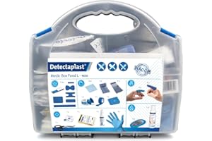 Trousse de Premiers Secours Detectaplast pour la Restauration, pour Le Traitement des plaies, Trousse Portable en Mallette avec plâtre, Bandage, Ruban adhésif, 157 pcs