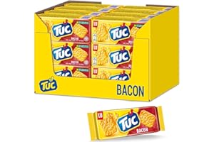‎TUC TUC Bacon 24 x 100g I Salzgebäck Großpackung I Knabbergebäck mit Bacon-Geschmack I Fein gesalzene Snack-Cracker