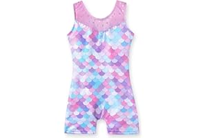 XiaoMoSha Gymnastics Leotards for Girls Sleeveless Unitard Dance Outfit for Kids Gradient Color Sparkly Rainbow Leotards for Little Girls 2-10 Years