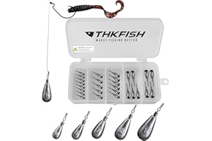 THKFISH Pesos de Pesca Plomos de Pesca Pesos Drop Shot Kit de Accesorios de Pesca Aparejo Drop Shot Anzuelos de Pesca Ganchos Compensados Aparejo de Pescar 28 Piezas/ 103 Piezas