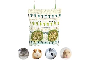 GENERIC Borsa per Fieno,Borsa Per Mangiatoia Per Fieno di Coniglio,Mangiatoia per Cavie,Borsa per Fieno per Animali per Coniglio/Cavie/Criceti/Cincillà Essenziali Animali Domestici (2 Fori, Bianco)