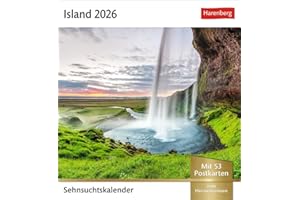 Island Sehnsuchtskalender 2026 - Wochenkalender mit 53 Postkarten: Fernweh in einem Foto-Kalender zum Aufstellen. Die schönsten Landschaften Islands ... in einem Tischkalender (Postkartenkalender)