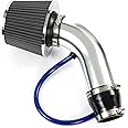 AUTOXBERT One Set Universal Car Inlet Cold Air Intake Filter Alumimum Induction Kit Pipe Hose System 3inches Accessories Silver(One Set,76mm)